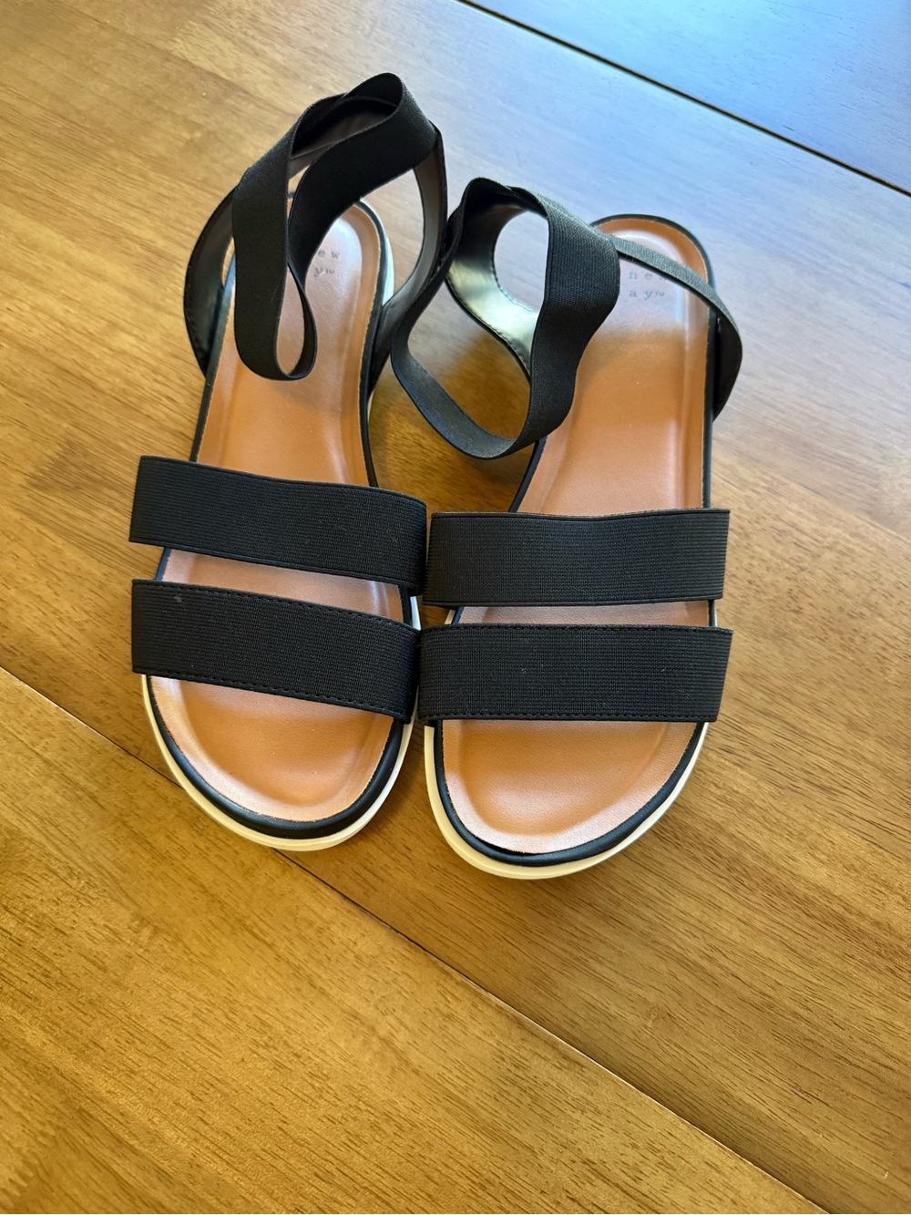 A New Day Black Stretch Strap Sandals Size 8.5 NWOT